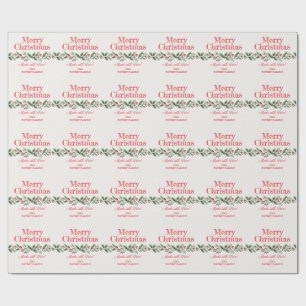 Christmas Holly Berry Made With Love Wrapping  Paper