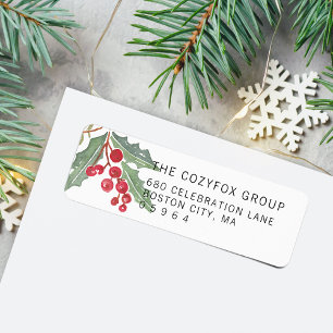 Christmas Holly Berry Return Address Label
