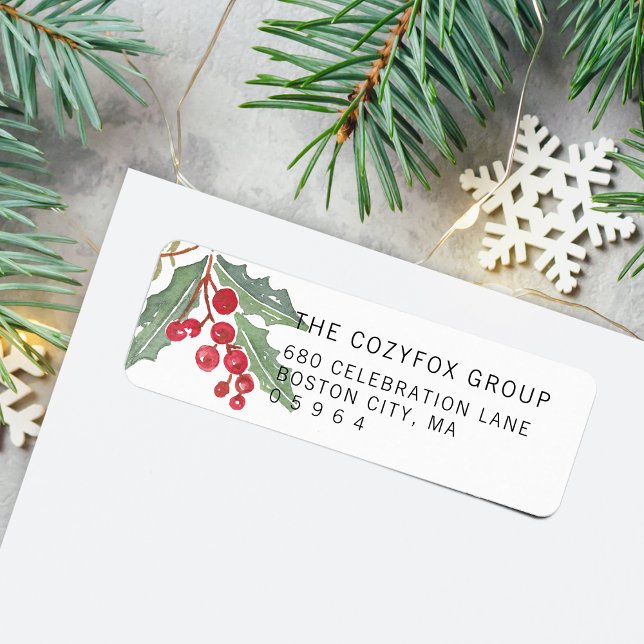 Christmas Holly Berry Return Address Label (Christmas Holly Berry Return Address Label)