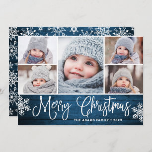 Christmas Holly Berry Rustic 5 PHOTO Greeting Card