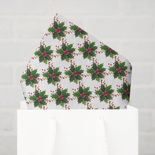 Christmas Holly Berry Tissue Paper (Gift Bag)