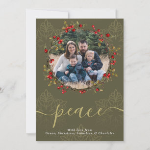 Christmas Holly Berry Wreath Photo Template