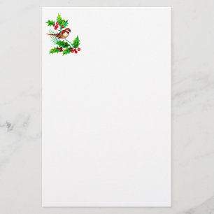 Christmas Holly & Bird II Stationery