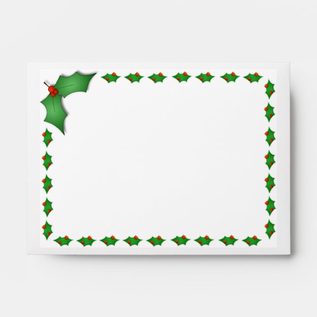 Christmas Holly Border Envelope (Front)