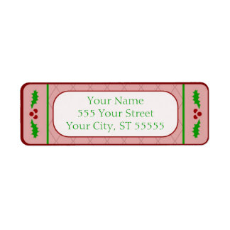 Christmas Holly Borders Address Label Return Address Label