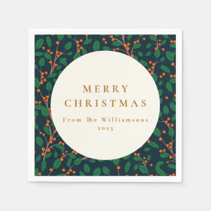 Christmas Holly Botanical Greenery Custom From  Napkin