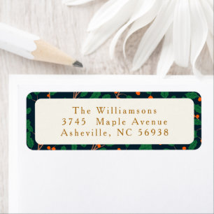Christmas Holly Botanical Greenery Return Address  Label