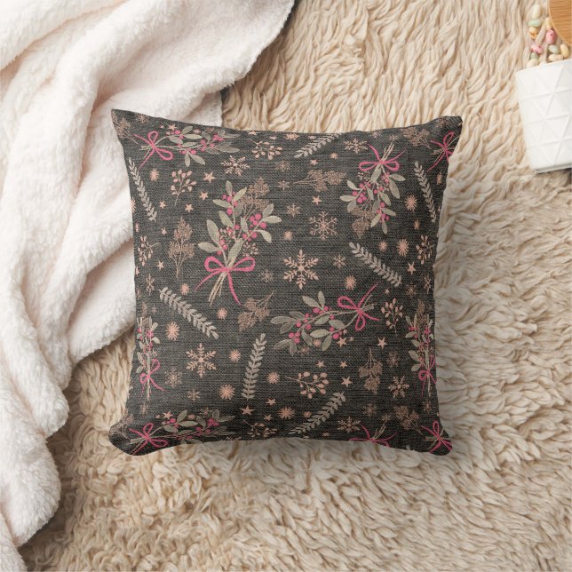 Christmas holly bouquet - Black Cushion (Blanket)