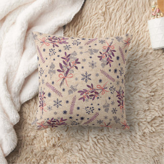 Christmas holly bouquet - Cream Beige Cushion