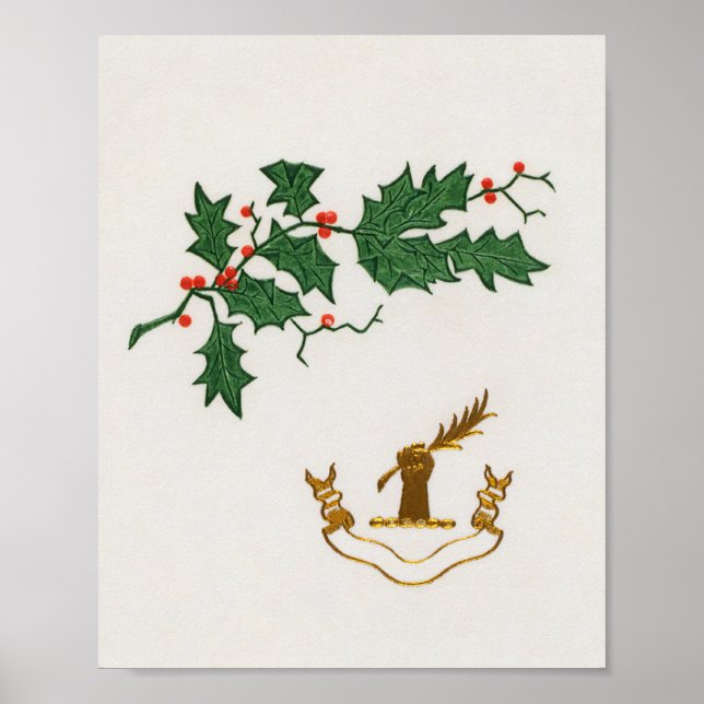Christmas holly branch holiday  poster (Front)