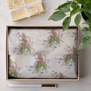 Christmas Holly Branch Tissue Paper