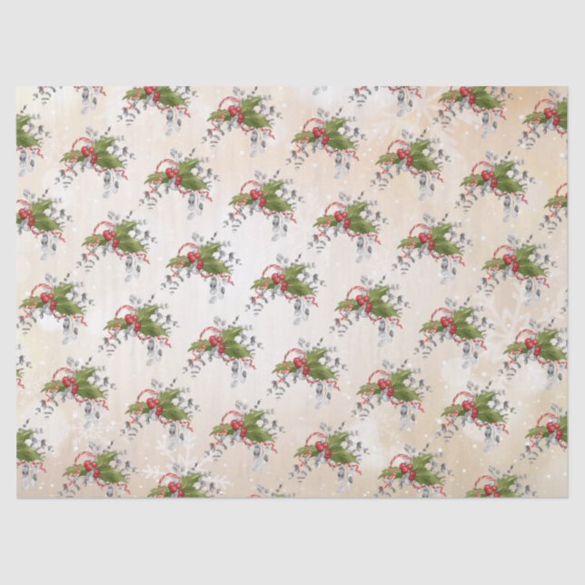 Christmas Holly Branch Tissue Paper (Front)