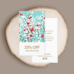 Christmas Holly Branches Discount Coupon Business  Card