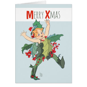 Christmas Holly child Elizabeth Gordon CC0581 Card