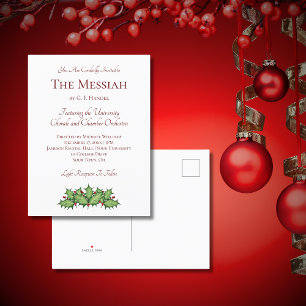 Christmas Holly Classical Music Concert Invitation Postcard