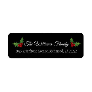 Christmas Holly - EDITABLE COLORS - Return Address Return Address Label