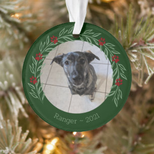 Christmas Holly Elegant Pet Photo Ornament