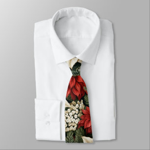 Christmas Holly Flowers Tie
