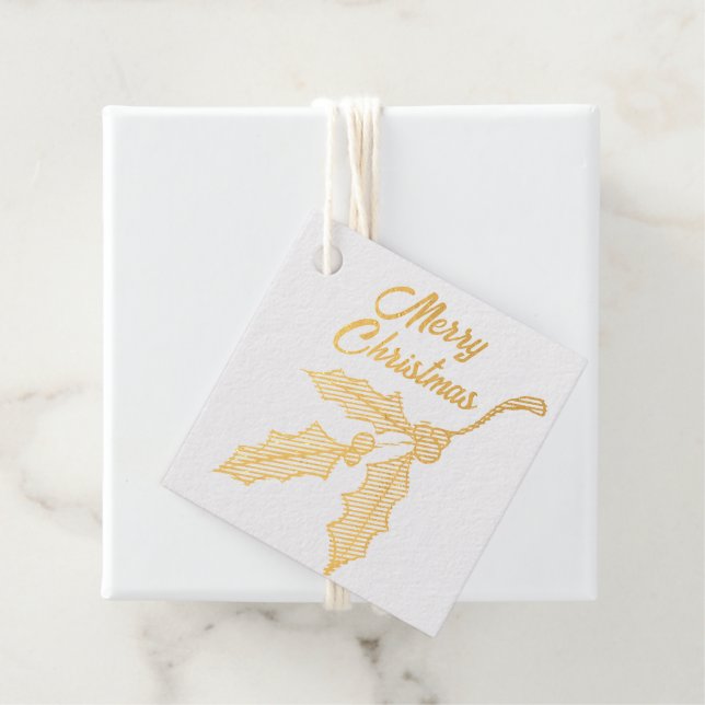 Christmas Holly Foil Favour Tags (With Box)