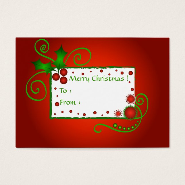 Christmas holly - Gift tag card (Front)