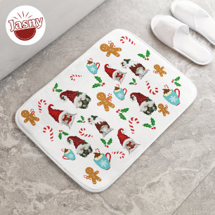 Christmas Holly Gnome Bath Mat