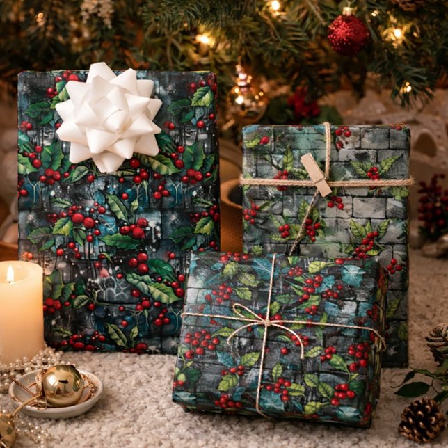 Christmas Holly Graffiti Wrapping Paper Sheet (Creator Uploaded)