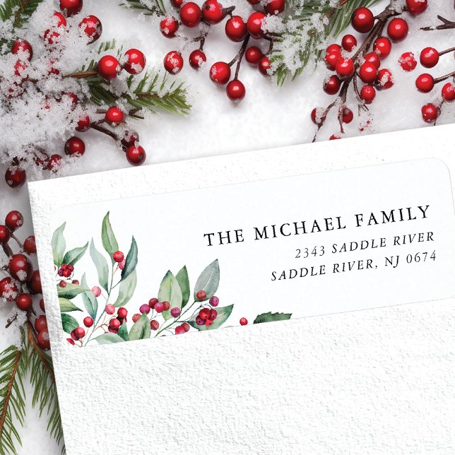 Christmas Holly Greenery  Return Address Label (Creator Uploaded)