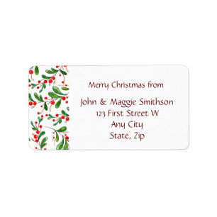 Christmas Holly Greens Berries Custom Label