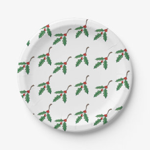 Christmas Holly Holiday  Paper Plate