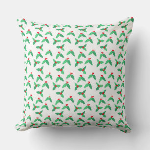 Christmas Holly, Holly Leaves and Berries Pillow
