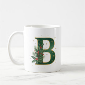 Christmas Holly Initial B Coffee Mug