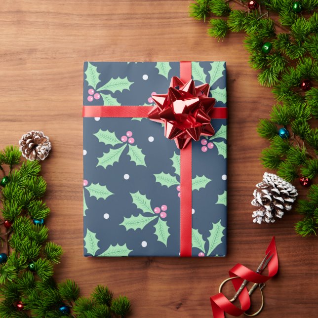 Christmas Holly Ivy Pattern Wrapping Paper (Holiday Gift)