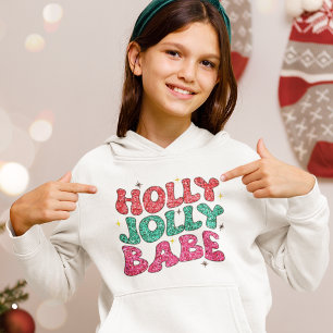 Christmas Holly Jolly Babe Modern Glitter Script