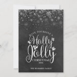 Christmas Holly Jolly Elegant Script Chalkboard Holiday Card<br><div class="desc">Featuring an elegant Holly Jolly script design you can personalise with your message,  name and year on a chalkboard background. Designed by Thisisnotme©</div>