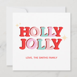 Christmas Holly Jolly Groovy Pink  Invitation