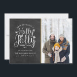 Christmas Holly Jolly Script Chalkboard Photo Holiday Card<br><div class="desc">A stylish Holly Jolly photo holiday card design for you to personalise with your favourite photo,  message,  names and year on a chalkboard background. The reverse features falling snowflakes on a matching chalkboard background. Designed by Thisisnotme©</div>