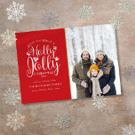 Christmas Holly Jolly Script Modern Photo Holiday Card<br><div class="desc">An elegant Holly Jolly photo holiday card design for you to personalise with your favourite photo,  message,  names and year. The reverse features falling snowflakes. You can customise the background colour to match your favourite holiday theme. Designed by Thisisnotme©</div>