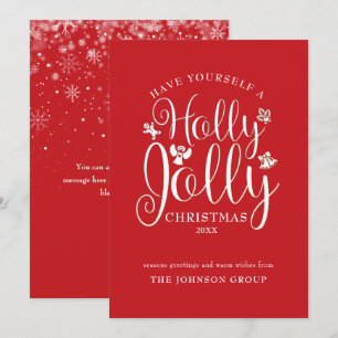 Christmas Holly Jolly Script Office Holiday Card