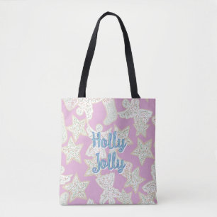 Christmas Holly Jolly Traditional Cookies Pattern Tote Bag