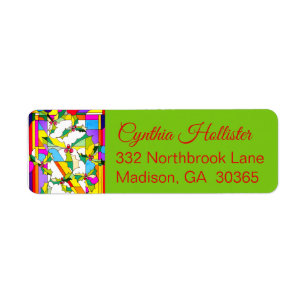 Christmas Holly Label by Leslie Clair Bures Return Address Label