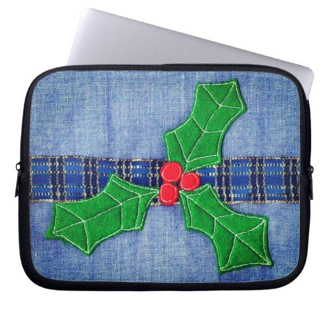 Christmas Holly Laptop Sleeve (Front)