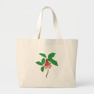 Christmas Holly Large Tote Bag