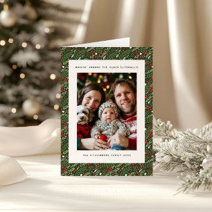 Christmas Holly Leaf Holiday Family Photo Card