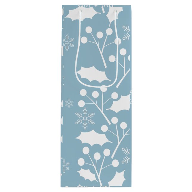 Christmas Holly Leaves And Berries Wine Gift Bag (Front)