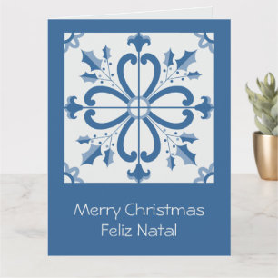Christmas holly leaves and flowers petals tiles card