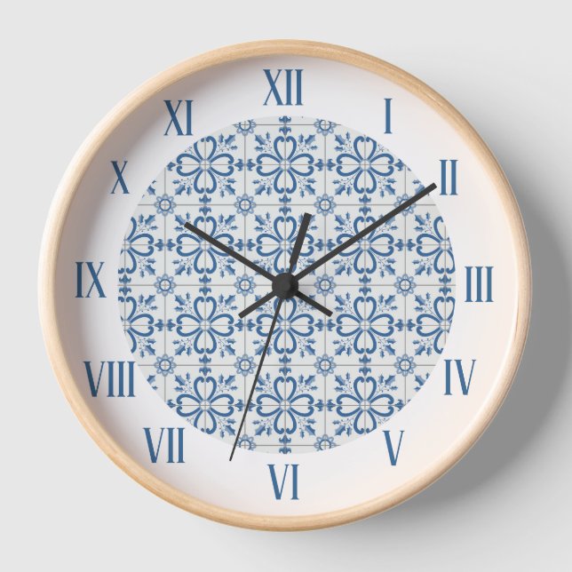 Christmas holly leaves and flowers petals tiles clock (Front)