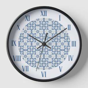 Christmas holly leaves and flowers petals tiles clock