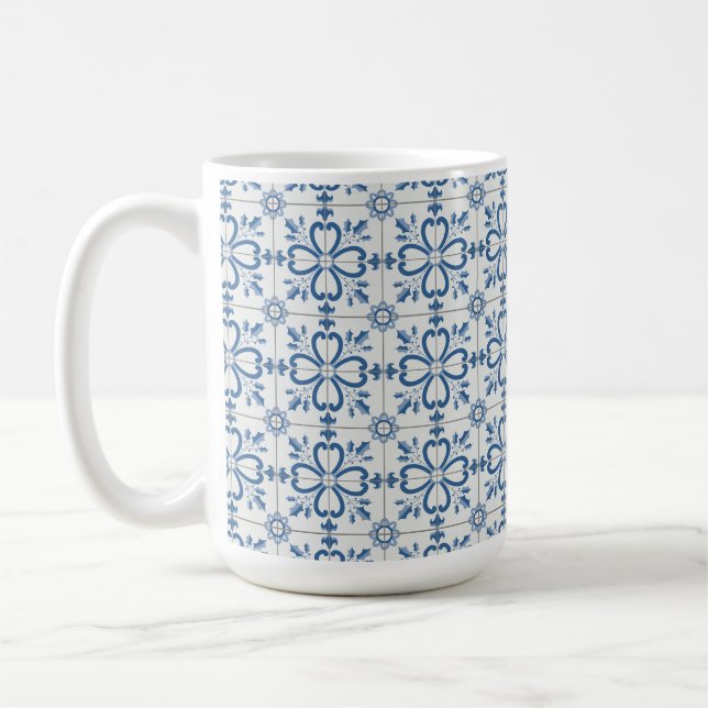 Christmas holly leaves and flowers petals tiles coffee mug (Left)