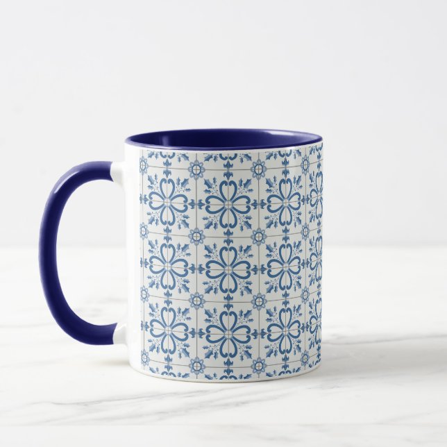Christmas holly leaves and flowers petals tiles mug (Left)