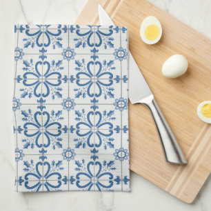 Christmas holly leaves and flowers petals tiles tea towel